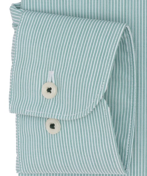 TOKYO SHIRTS（トウキョウシャツ）の「形態安定ノーアイロン ボタンダウン 長袖ビジネスワイシャツ（ビジネスシャツ・メンズ・グリーン・首回り37cm-裄丈80cm/首回り39cm-裄丈80cm/首回り39cm-裄丈84cm/首回り41cm-裄丈82cm/首回り41cm-裄丈86cm/首回り42cm-裄丈82cm/首回り42cm-裄丈86cm/首回り43cm-裄丈82cm/首回り43cm-裄丈86cm/首回り37cm-裄丈84cm）」の3枚目の写真