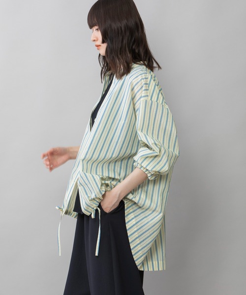 Munich（ミューニック）の「エアーコットンローンバンドシャツアウター（シャツ/ブラウス・レディース・ホワイト/イエロー系その他/ライトカーキ/ホワイト系その他・FREE）」の6枚目の写真