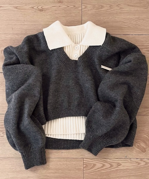 Dita Muaj.(ディータムアージュ)の「襟付きタンクトップ+ニットセット(ニット/セーター・レディース・グレー・FREE)」の13枚目の写真