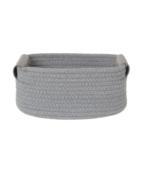 LAKOLE（ラコレ）の「ロープ&フェイクレザーバスケット(M) / 234943（収納グッズ・レディース・グレー/アイボリー・FREE）」の4枚目の写真