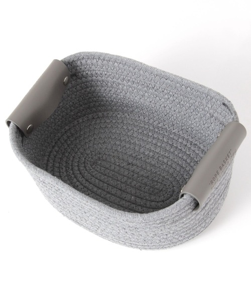 LAKOLE（ラコレ）の「ロープ&フェイクレザーバスケット(M) / 234943（収納グッズ・レディース・グレー/アイボリー・FREE）」の8枚目の写真