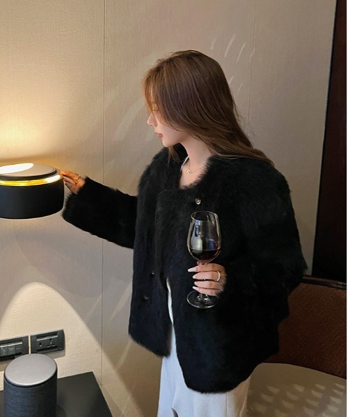 MEUCCI ITALY ファージャケット y2k グラデーション レディース MEUCCI ITALY ファージャケット y2k グラデーション レディース