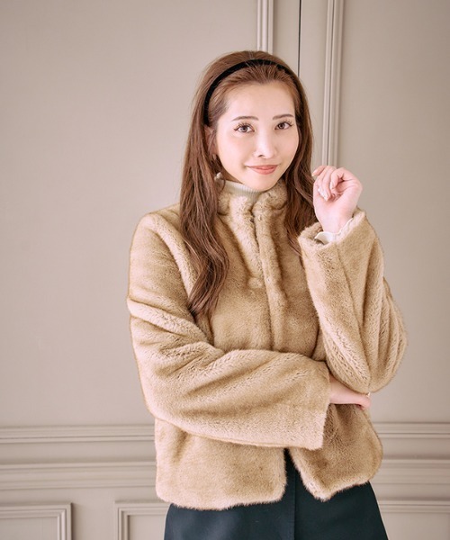 PRIORITY エコファーポンチョ ジャケット コート mal. rerere PRIORITY エコファーポンチョ ジャケット コート mal. rerere