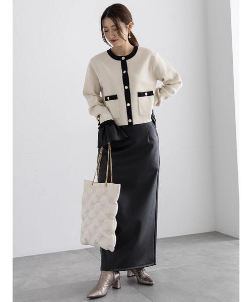 Te chichi(テチチ)の「エコレザーロングナロースカート(スカート・レディース・ブラウン/ブラック・F)」の8枚目の写真