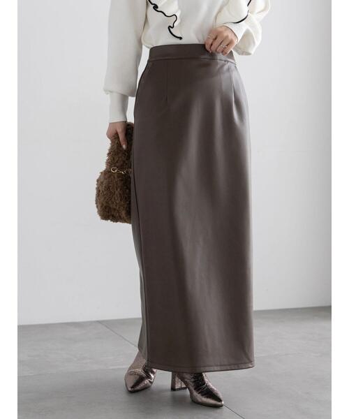 Te chichi(テチチ)の「エコレザーロングナロースカート(スカート・レディース・ブラウン/ブラック・F)」の12枚目の写真