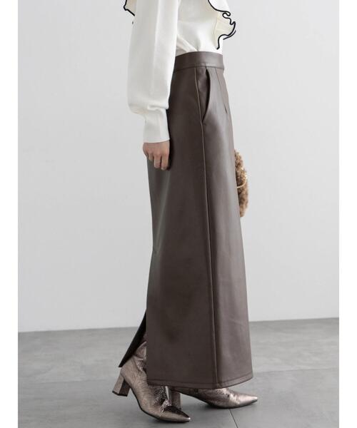 Te chichi(テチチ)の「エコレザーロングナロースカート(スカート・レディース・ブラウン/ブラック・F)」の13枚目の写真