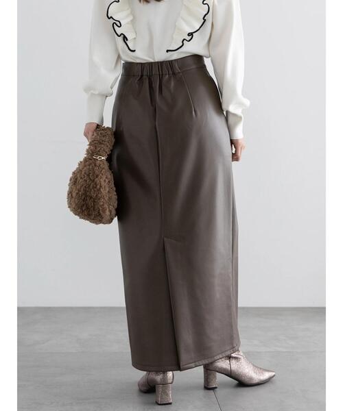 Te chichi(テチチ)の「エコレザーロングナロースカート(スカート・レディース・ブラウン/ブラック・F)」の14枚目の写真