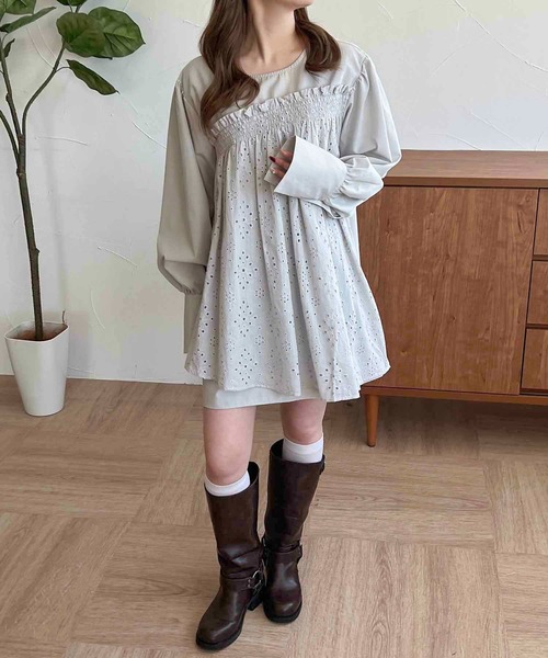 apres jour clair(アプレジュールクレア)の「【apres jour clair】レースチュニックブラウス【ZOZOTOWN限定アイテム】(シャツ/ブラウス・レディース・ブルー系その他/オフホワイト・フリー/X-LARGE)」の14枚目の写真