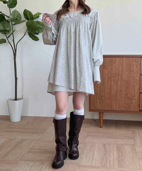 apres jour clair(アプレジュールクレア)の「【apres jour clair】レースチュニックブラウス【ZOZOTOWN限定アイテム】(シャツ/ブラウス・レディース・ブルー系その他/オフホワイト・フリー/X-LARGE)」の16枚目の写真