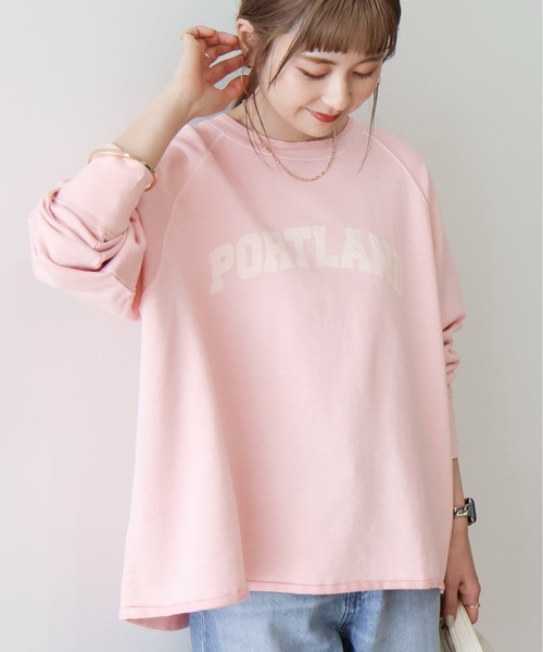 AMERICAN HOLIC（アメリカンホリック）の「PORTLANDピグメントスウェット（スウェット・レディース・ピンク/チャコールグレー/グリーン・M/L）」の3枚目の写真