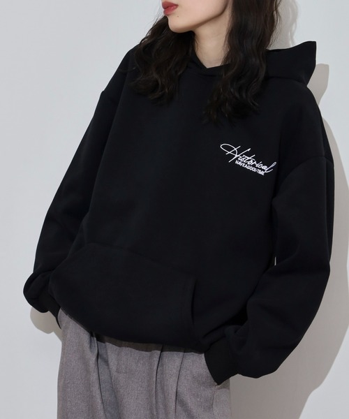 FUNALIVE（ファンアライブ）の「刺繍ロゴパーカー ユニセックス ペアルックトレーナー（パーカー・メンズ・カーキ/ブラック/ホワイト/ベージュ・L/M）」の2枚目の写真