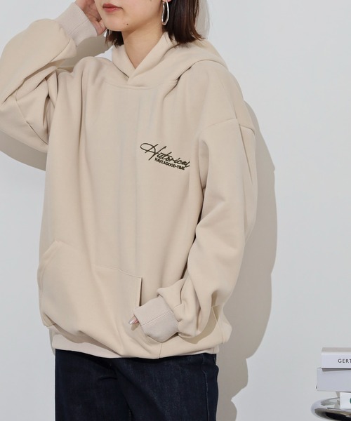 FUNALIVE（ファンアライブ）の「刺繍ロゴパーカー ユニセックス ペアルックトレーナー（パーカー・メンズ・カーキ/ブラック/ホワイト/ベージュ・L/M）」の18枚目の写真