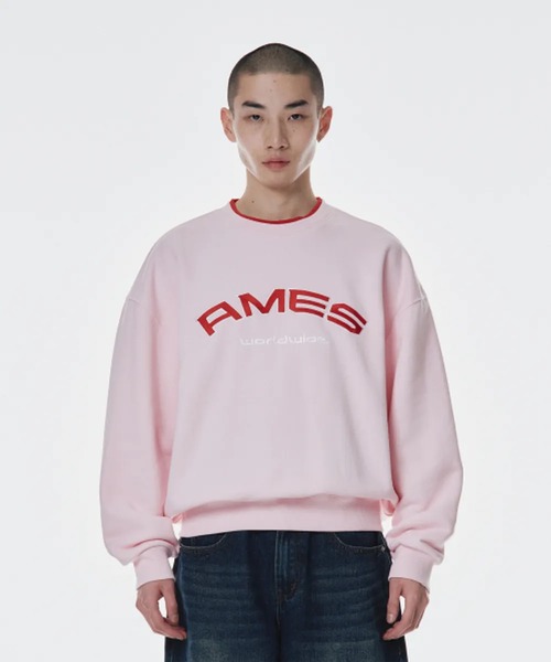 トレーナー スウェット A'GEM/9 × .kom 「AMESWORLDWIDE/アメスワールドワイド」LAYERED NECK SWEATSHIR A'GEM/9 × .kom 『AMESWORLDWIDE/アメスワールドワイド』LAYERED