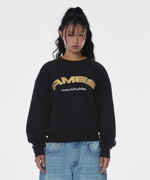 トレーナー スウェット A'GEM/9 × .kom 「AMESWORLDWIDE/アメスワールドワイド」LAYERED NECK SWEATSHIR A'GEM/9 × .kom 『AMESWORLDWIDE/アメスワールドワイド』LAYERED