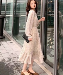 i-dare（アイディア）の「【i-dare】小花柄 長袖  フレア ワンピース（ワンピース）」