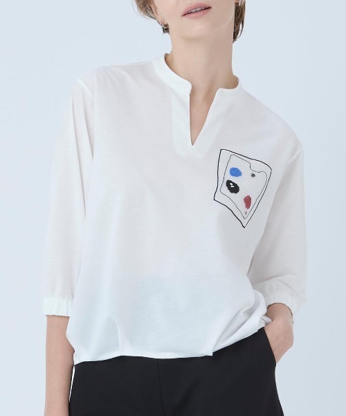 未使用 STUDIO PICONE ピッコーネ カットソー プルオーバー 七分袖冷感スキッパープルオーバー（Tシャツ/カットソー
