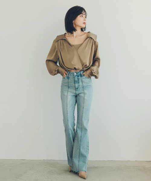 anuans(アニュアンス)の「キャミレイヤードカシュクールブラウス(シャツ/ブラウス・レディース・ベージュ/ネイビー/ホワイト系その他/サックスブルー・SMALL/MEDIUM)」の12枚目の写真