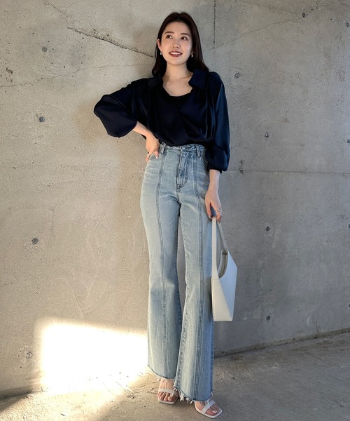 anuans(アニュアンス)の「キャミレイヤードカシュクールブラウス(シャツ/ブラウス・レディース・ベージュ/ネイビー/ホワイト系その他/サックスブルー・SMALL/MEDIUM)」の18枚目の写真