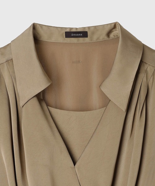 キャミレイヤードカシュクールブラウス(S BEIGE): トップスanuans