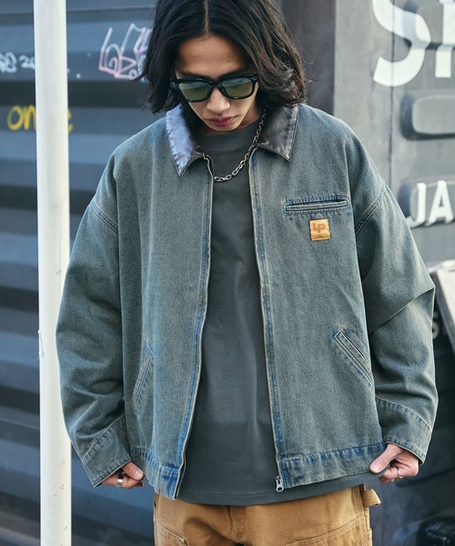 WEGO（ウィゴー）の「WEGO/【25年春夏新作】ワーカーズデニムZIPジャケット（ブルゾン・メンズ・スカイブルー/ブラック系3・MEDIUM/LARGE）」の9枚目の写真