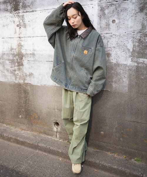 WEGO（ウィゴー）の「WEGO/【25年春夏新作】ワーカーズデニムZIPジャケット（ブルゾン・メンズ・スカイブルー/ブラック系3・MEDIUM/LARGE）」の4枚目の写真