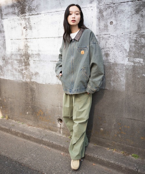 WEGO（ウィゴー）の「WEGO/【25年春夏新作】ワーカーズデニムZIPジャケット（ブルゾン・メンズ・スカイブルー/ブラック系3・MEDIUM/LARGE）」の12枚目の写真