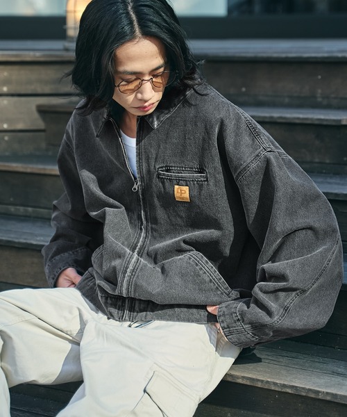 WEGO（ウィゴー）の「WEGO/【25年春夏新作】ワーカーズデニムZIPジャケット（ブルゾン・メンズ・スカイブルー/ブラック系3・MEDIUM/LARGE）」の14枚目の写真