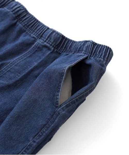 GLAZOS（グラソス）の「【大人向けサイズあり】ストレッチデニム・ジョガーパンツ（デニムパンツ・キッズ・ライトブルー/インディゴブルー・S/M/L/LL）」の6枚目の写真