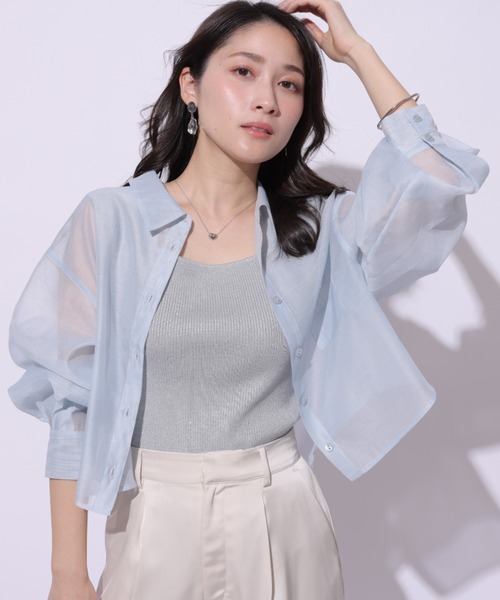 新品】Apuweiser-richeシアーシャツノースリーブニット