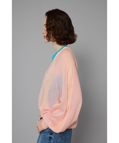 HeRIN.CYE(ヘリンドットサイ)の「Color block sheer cardigan カラーブロックシアーカーディガン(カーディガン/ボレロ・レディース・ピンク/ネイビー/ライトベージュ/グレー系その他・FREE)」の17枚目の写真