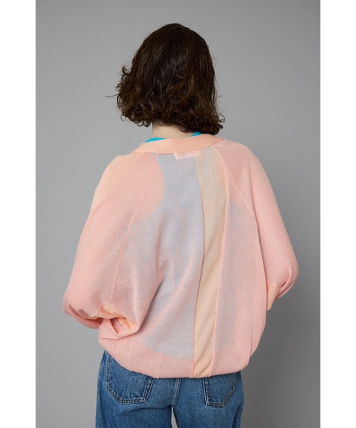 最高級 block Color sheer カラーブロックシアーカーディガン cardigan トップス