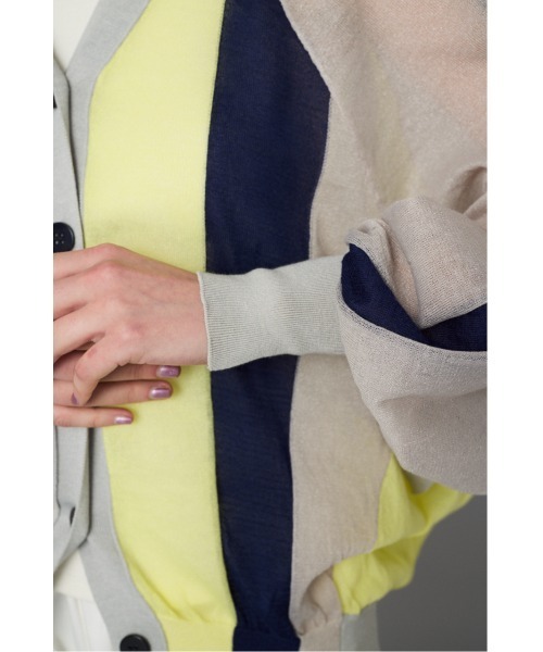 Color block sheer cardigan カラーブロックシアーカーディガン