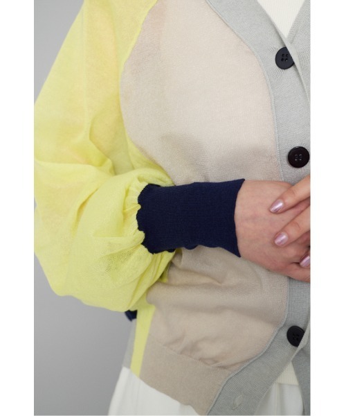 Color block sheer cardigan カラーブロックシアーカーディガン