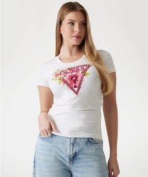 Guess | SS Cn Triangle Beads Tee 半袖 ロゴTシャツ レディース(Tシャツ/カットソー)