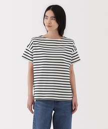 婦人 ボーダーボートネック半袖Tシャツ