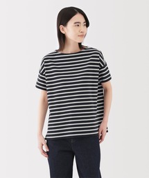 婦人 ボーダーボートネック半袖Tシャツ