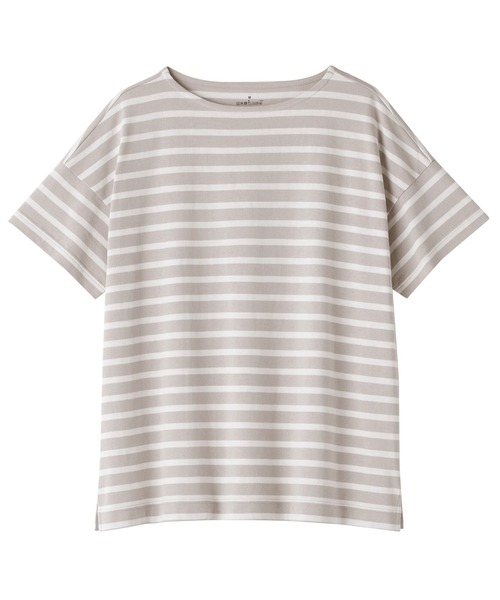 無印良品（ムジルシリョウヒン）の「婦人　ボーダーボートネック半袖Ｔシャツ（Tシャツ/カットソー・レディース・ネイビー系/スモーキーグリーン系/オレンジ系/ベージュ系/ネイビー系1/ブルー系・S/M/L/XL）」の12枚目の写真