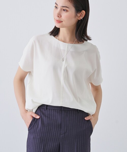 INDIVI（インディヴィ）の「【通気性◎撥水／接触冷感／UVケア】ドルマンスリーブブラウス（シャツ/ブラウス・レディース・オレンジ/ダークブラウン/オフホワイト/ネイビー系5/ダークブラウン系5・05/13/15 /19/34/38/03）」の2枚目の写真