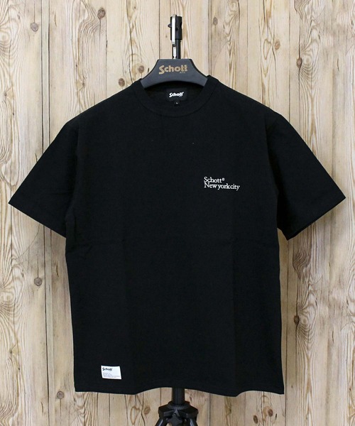 Schott（ショット）の「T-SHIRT EMB. Schott NYC/ニューヨーク刺繍Tシャツ（Tシャツ/カットソー・メンズ・ホワイト/ブラック・L/XL/XXL/M）」の2枚目の写真