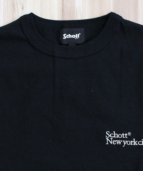 Schott（ショット）の「T-SHIRT EMB. Schott NYC/ニューヨーク刺繍Tシャツ（Tシャツ/カットソー・メンズ・ホワイト/ブラック・L/XL/XXL/M）」の7枚目の写真