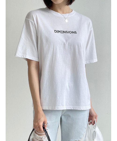 VIVID LADY（ビビッドレディー）の「ルーズフィットロゴtシャツ半袖 トップス レディース（Tシャツ/カットソー・レディース・アイボリー/ブラック・FREE）」の3枚目の写真
