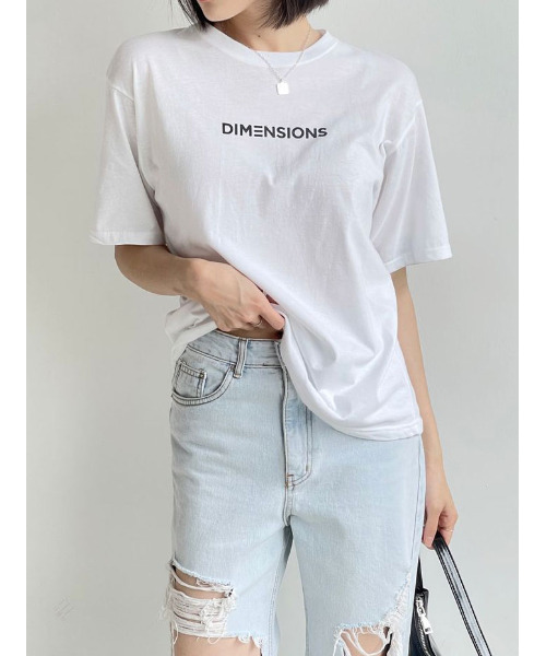 VIVID LADY（ビビッドレディー）の「ルーズフィットロゴtシャツ半袖 トップス レディース（Tシャツ/カットソー・レディース・アイボリー/ブラック・FREE）」の4枚目の写真