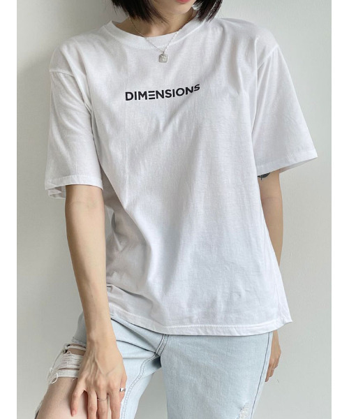 VIVID LADY（ビビッドレディー）の「ルーズフィットロゴtシャツ半袖 トップス レディース（Tシャツ/カットソー・レディース・アイボリー/ブラック・FREE）」の5枚目の写真