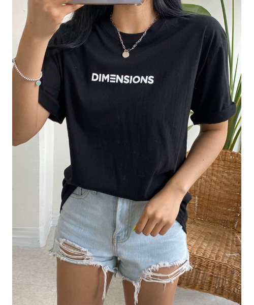 VIVID LADY（ビビッドレディー）の「ルーズフィットロゴtシャツ半袖 トップス レディース（Tシャツ/カットソー・レディース・アイボリー/ブラック・FREE）」の7枚目の写真