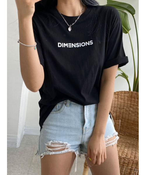 VIVID LADY（ビビッドレディー）の「ルーズフィットロゴtシャツ半袖 トップス レディース（Tシャツ/カットソー・レディース・アイボリー/ブラック・FREE）」の9枚目の写真