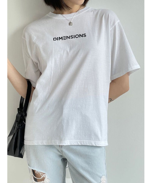 VIVID LADY（ビビッドレディー）の「ルーズフィットロゴtシャツ半袖 トップス レディース（Tシャツ/カットソー・レディース・アイボリー/ブラック・FREE）」の6枚目の写真