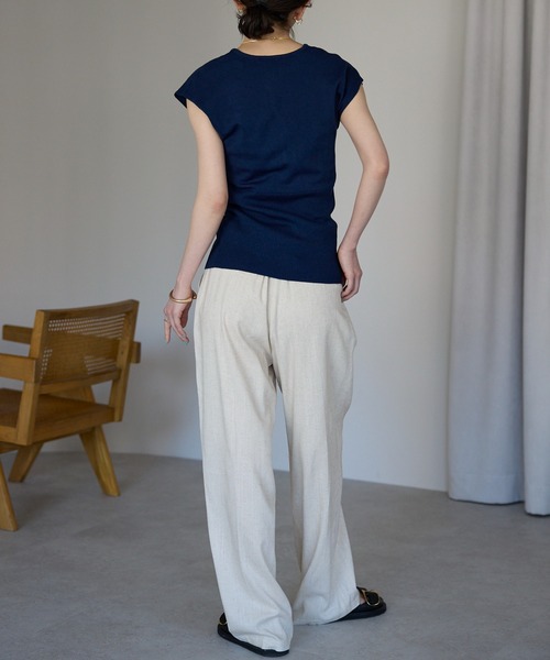 セール】リネンブレンドタック入りワイドパンツ（その他パンツ）｜each