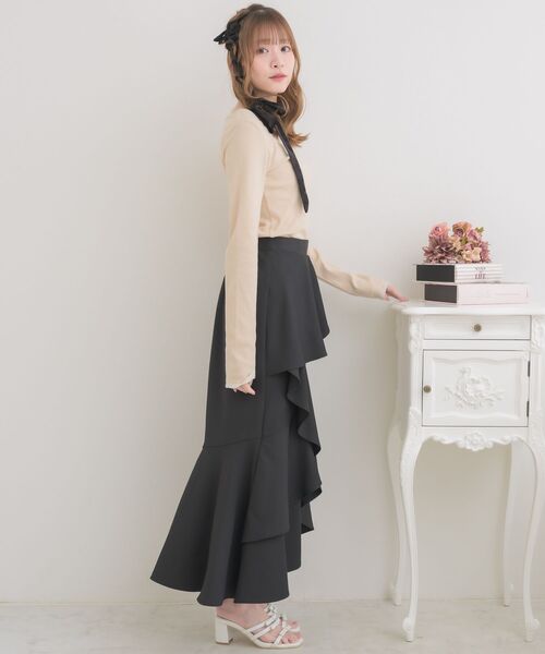 ems excite（エムズエキサイト）の「レース付きメッセージロゴCT（Tシャツ/カットソー・レディース・ナチュラル/チャコールグレー/ピンク・FREE）」の9枚目の写真