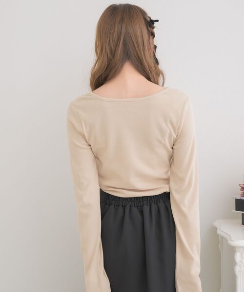 ems excite（エムズエキサイト）の「レース付きメッセージロゴCT（Tシャツ/カットソー・レディース・ナチュラル/チャコールグレー/ピンク・FREE）」の15枚目の写真