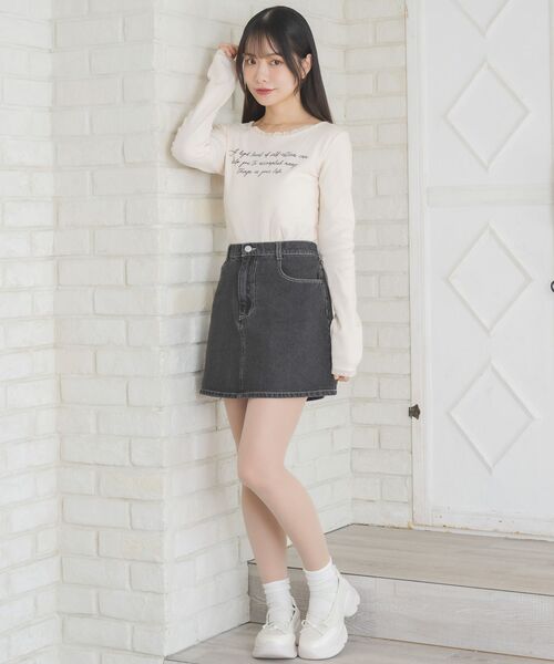 ems excite（エムズエキサイト）の「レース付きメッセージロゴCT（Tシャツ/カットソー・レディース・ナチュラル/チャコールグレー/ピンク・FREE）」の17枚目の写真